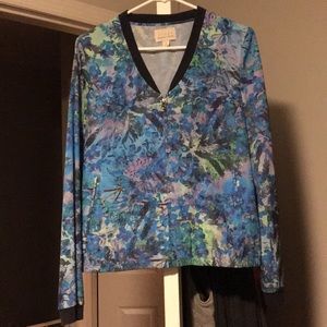 Hinge blue floral bomber jacket